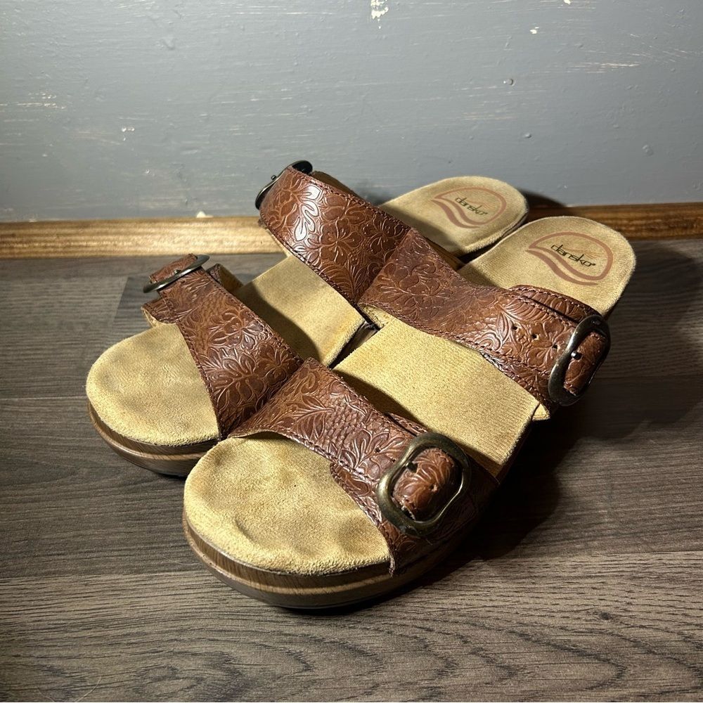 Dansko sandals brown Sophie floral leather women’s 38